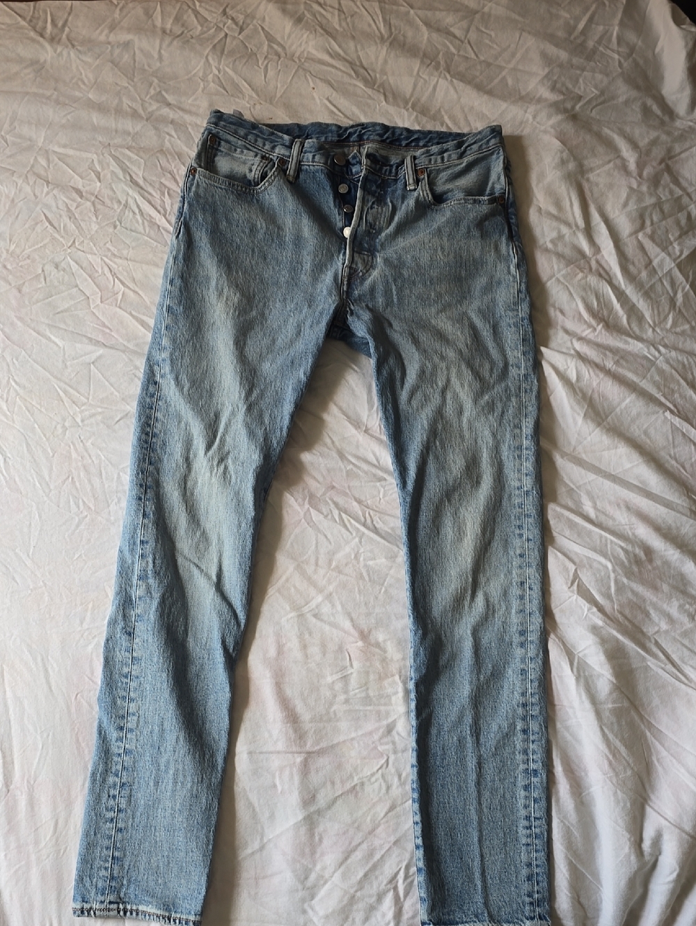 Levis 501 S Light Wash Button-Fly Jeans -32x32 Light Blue